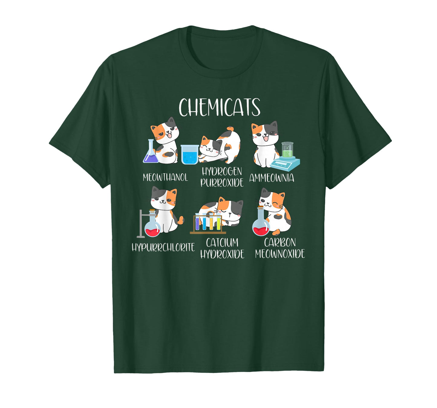 Cute Cats Scientist Science Teacher Cat Lover T-Shirt, Unisex-Adults, Black, Small, Short Sleeve, T-Shirt
