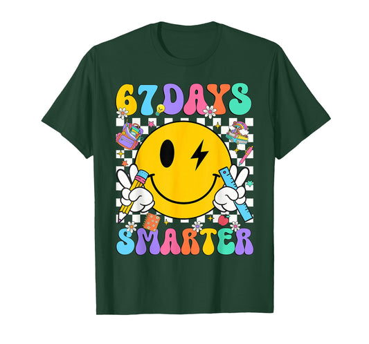67 Days of School Smile Face 67 Days Smarter Teacher Kids T-Shirt