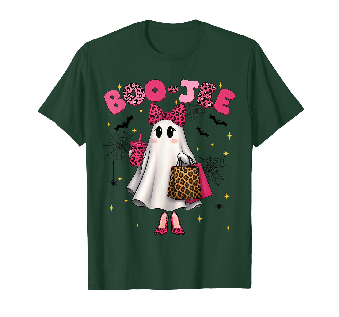 Cute Leopard Boo JEE Ghost Coffee Halloween Costumes Womens T-Shirt