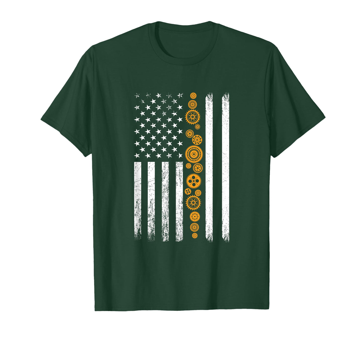 Engineering Gear Cog USA Flag Funny Mechanical Engineer T-Shirt for Women Men