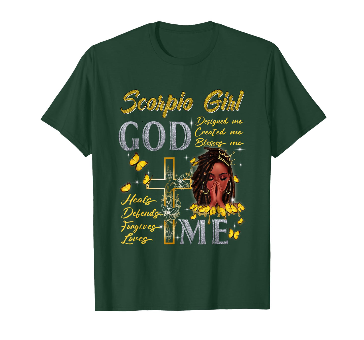 Scorpio Girl God Blesses Me Black Girl Magic Afro Melanin T-Shirt