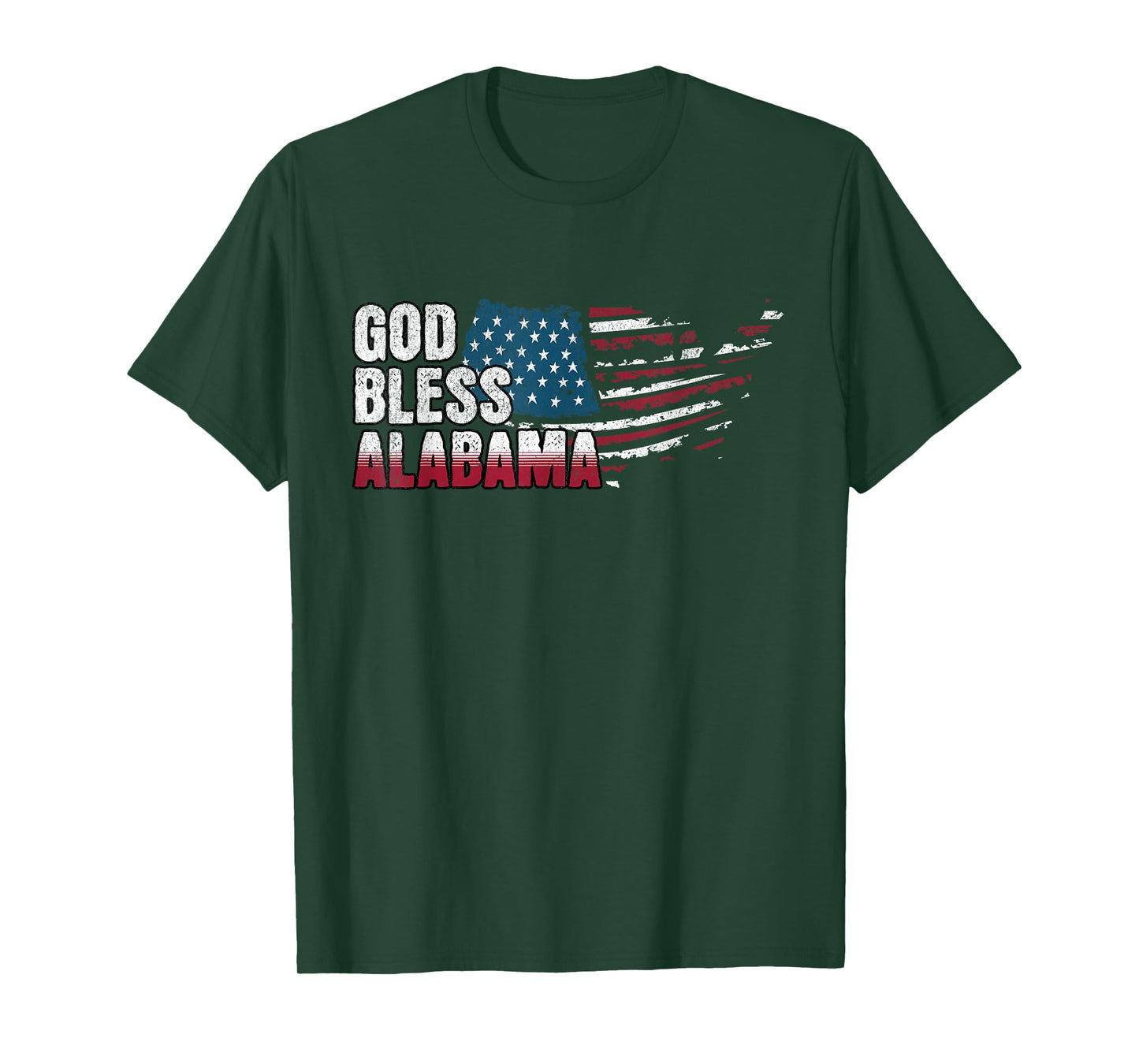 Patriotic God Bless Alabama - American Flag T-Shirt