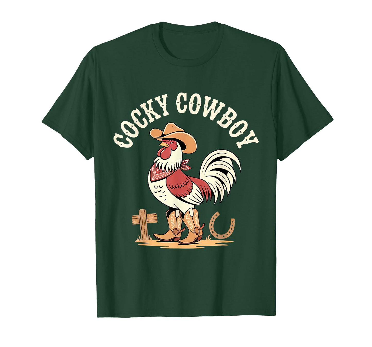 Cocky Cowboy Funny Rooster Farm Animal Barnyard Humor T-Shirt