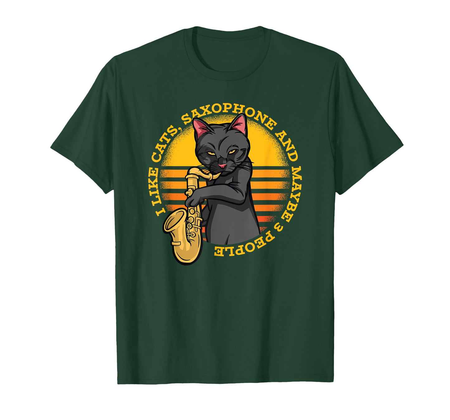 Cat with saxophone music musician saxophonist T-Shirt