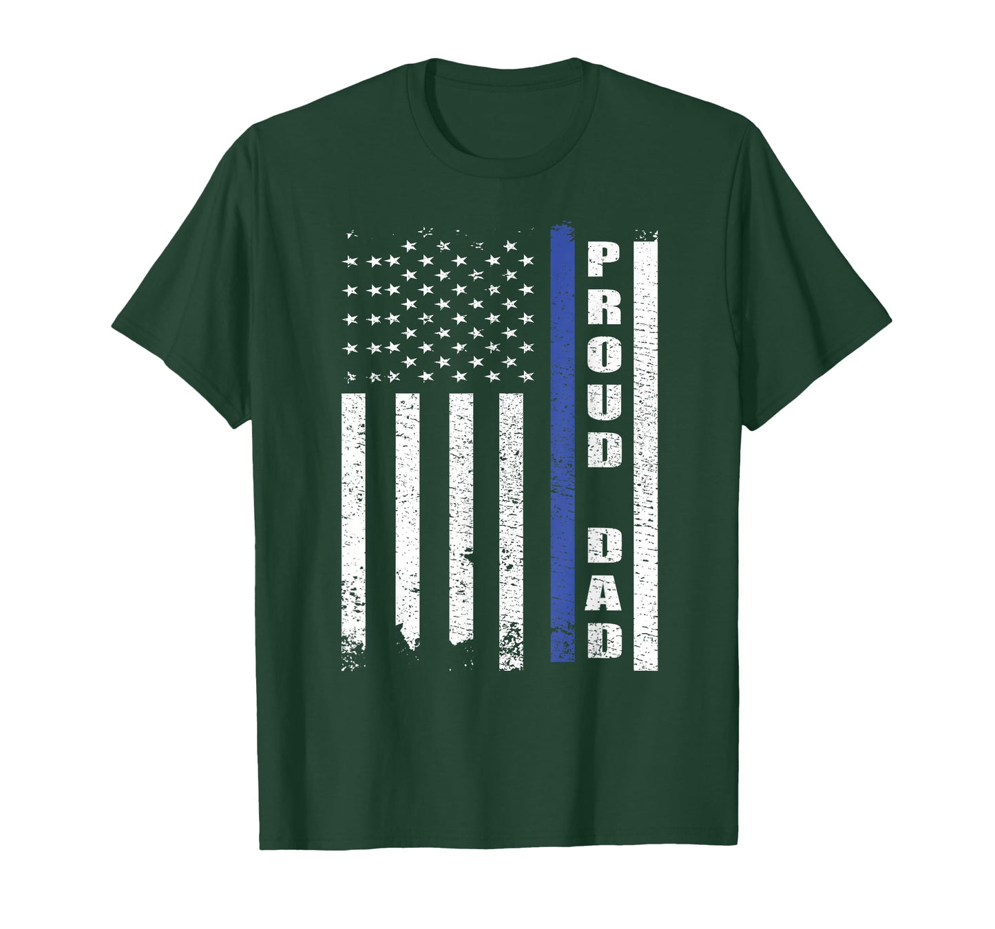 Proud Police Dad US Flag | Cop Police Officer Dad Blue Line T-Shirt