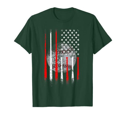 Baseball USA Flag American Flag Vintage T-Shirt