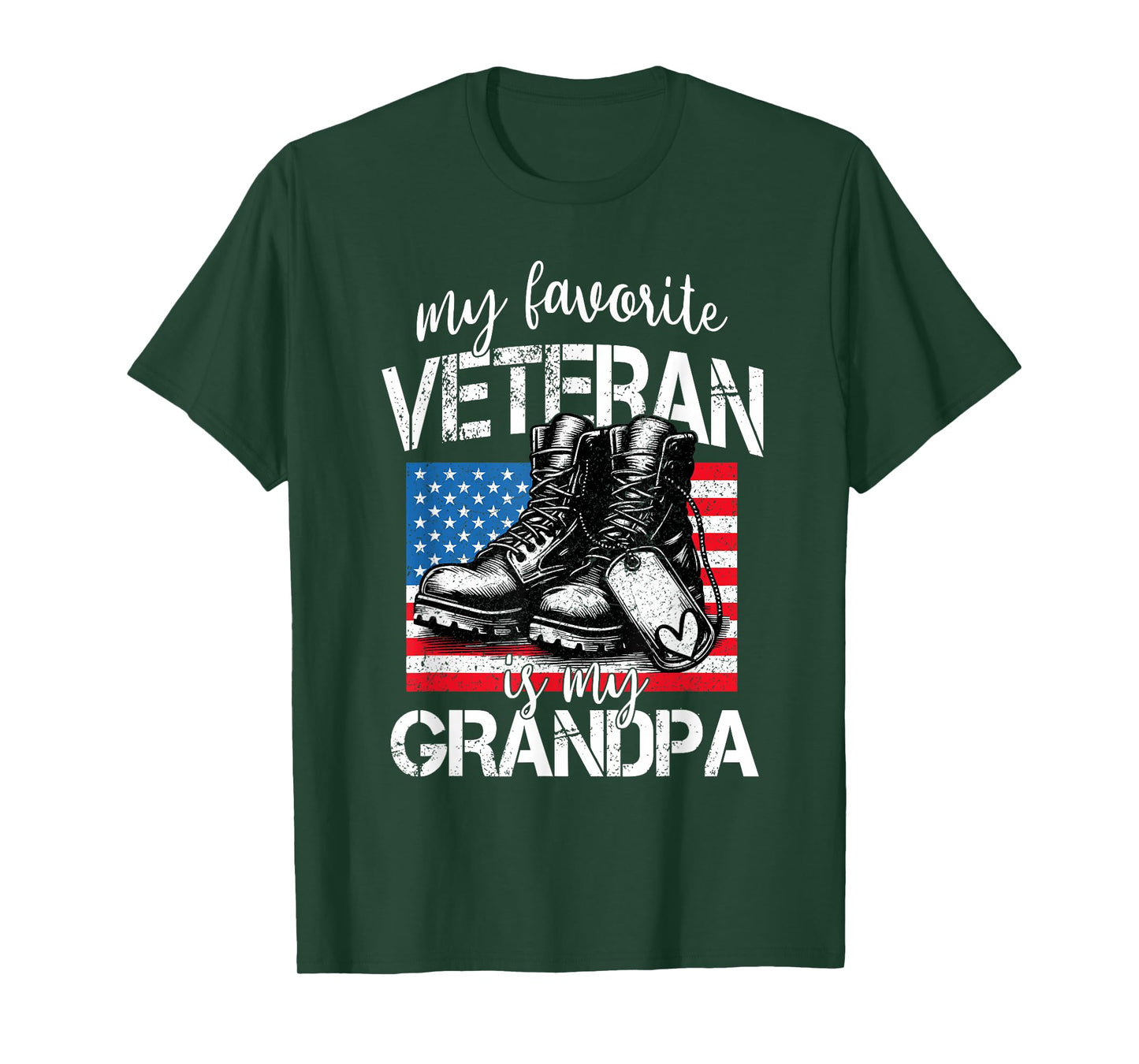 Veterans Day American Flag My Favorite Veteran is My Grandpa T-Shirt