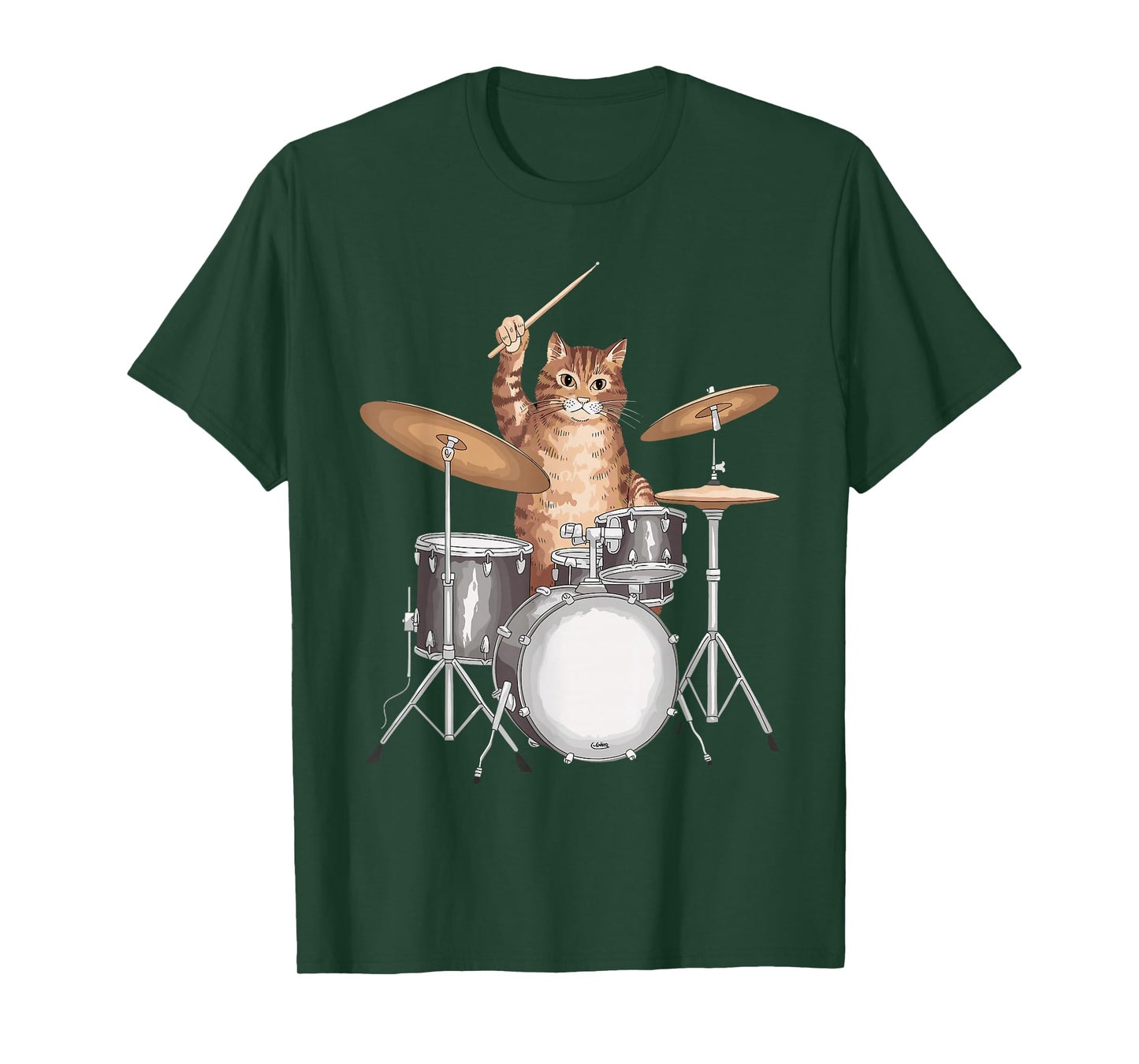 Drumstick Kitten Drum Cat Drumming Music Instrument Cat Drummer T-Shirt - Unisex-Adults, Black, Small, Short Sleeve, T-Shirt