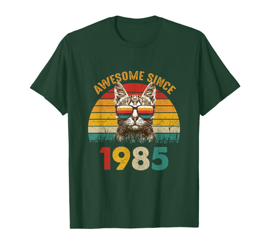 40th Birthday shirt 40 Year Old Cat Lover Awesome Since 1985 T-Shirt