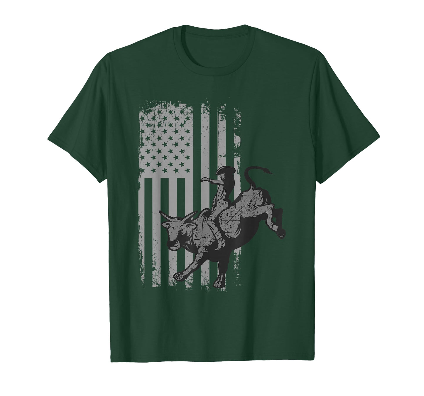 Vintage American Flag Bucking Bull Riding Patriotism Rodeo T-Shirt Small