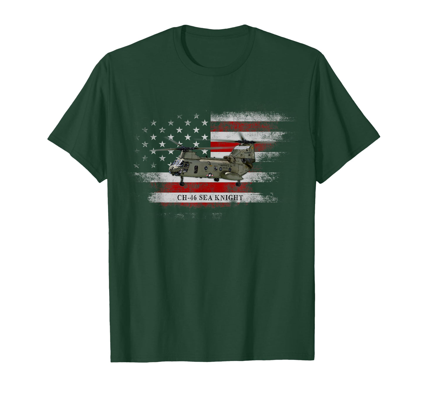 CH-46 Sea Knight Helicopter USA Flag Helicopter Pilot Gifts T-Shirt