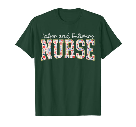 Cute Labor and Delivery Nurse Groovy L&D Nurse Floral T-Shirt
