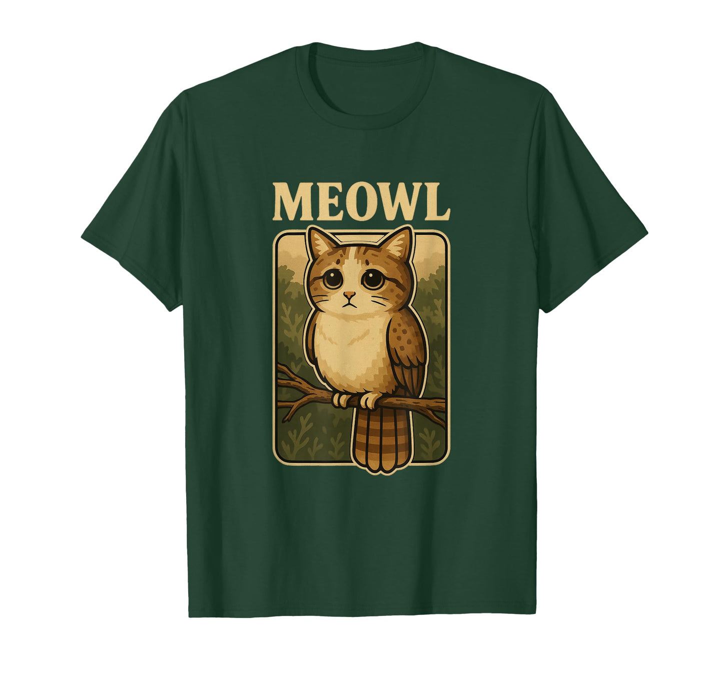 Meowl - Funny Meow Cat Owl Brainrot Meme Teen Kids Gaming T-Shirt