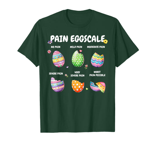 Cute Eggs Pain Scale Easter Day Nurse Triage Pain Assessment T-Shirt
