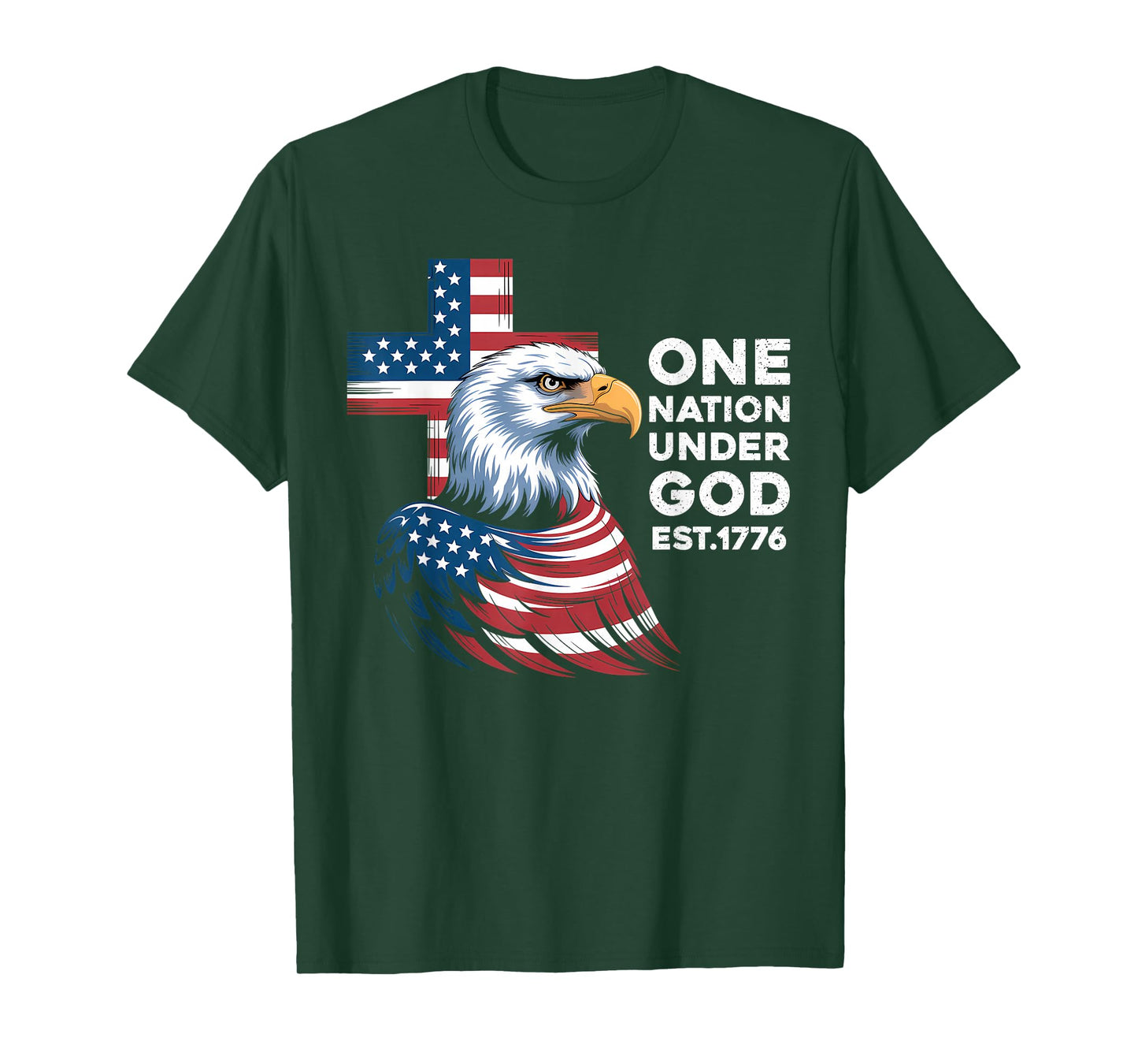 One Nation Under God Flag Patriotic Christian Eagle T-Shirt