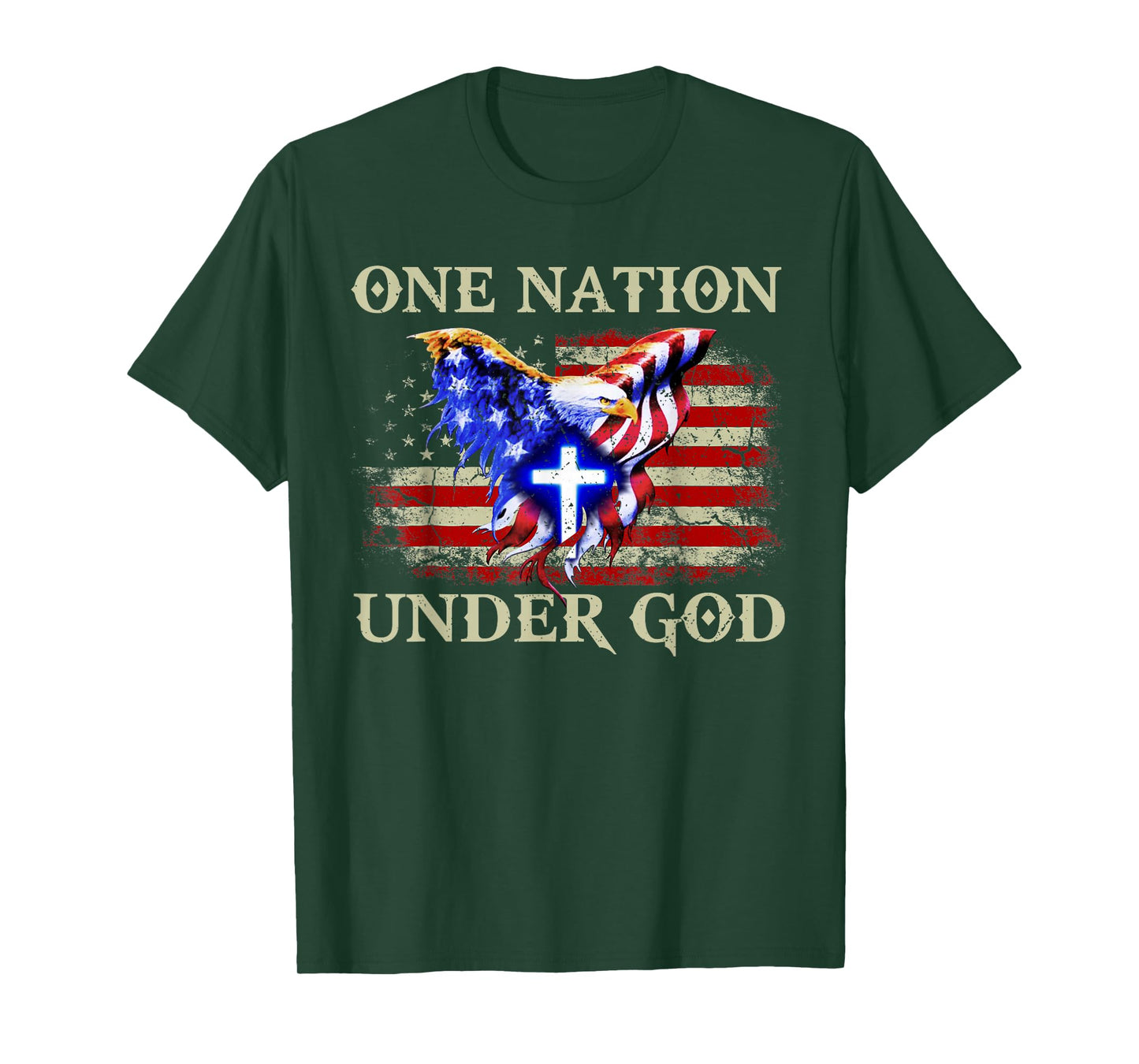 one Nation Under god Patriotic USA Christian T-Shirt