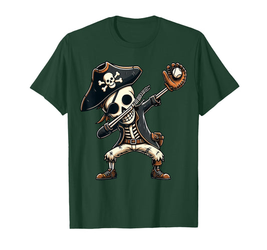 Dabbing Skeleton Pirate Baseball Kids T-Shirt
