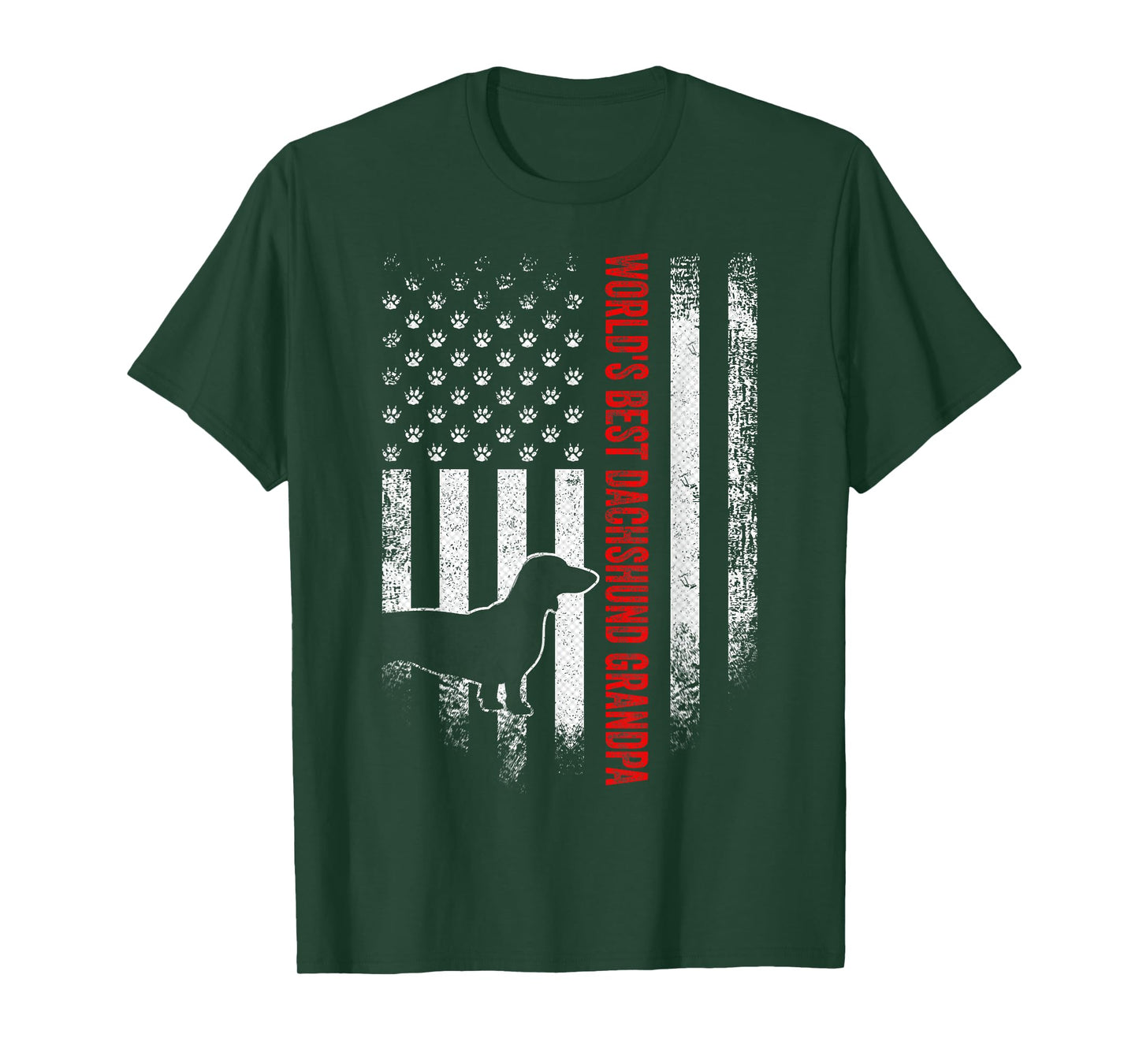Vintage American Flag World's Best Dachshund Grandpa Funny T-Shirt for Women Men
