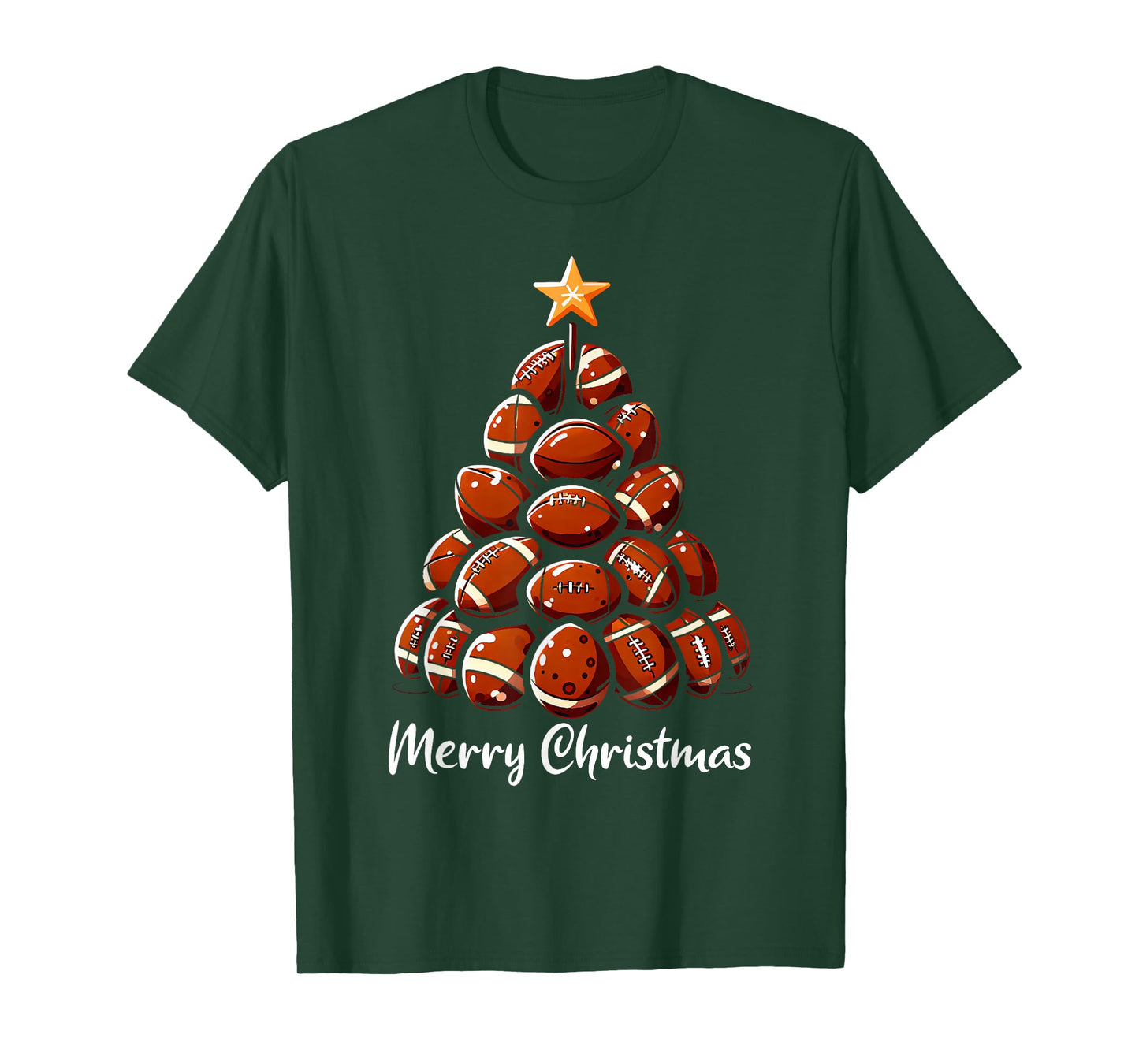 Football Christmas Tree Lights Funny Football Player Xmas T-Shirt