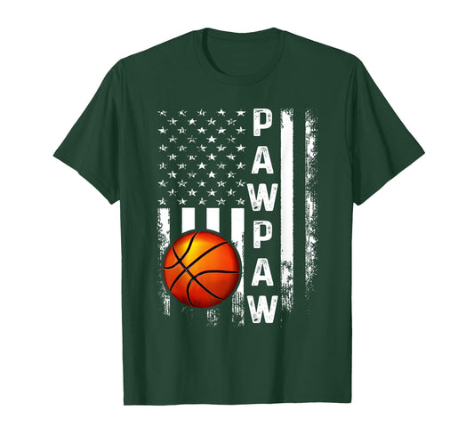 Basketball Pawpaw American Flag Vintage Christmas Xmas T-Shirt