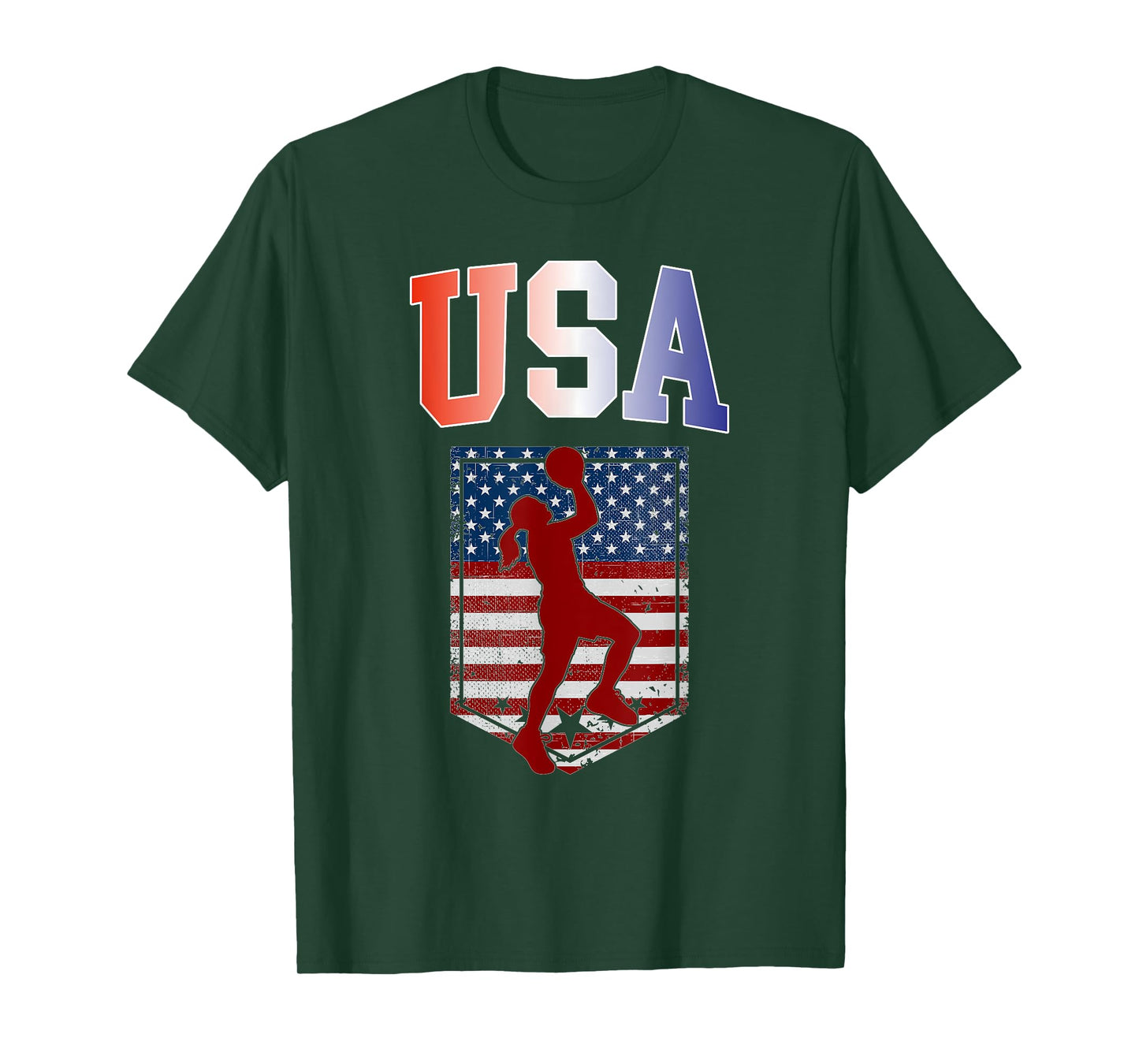 USA Patriotic Women's Basketball American Flag Summer Sports T-Shirt