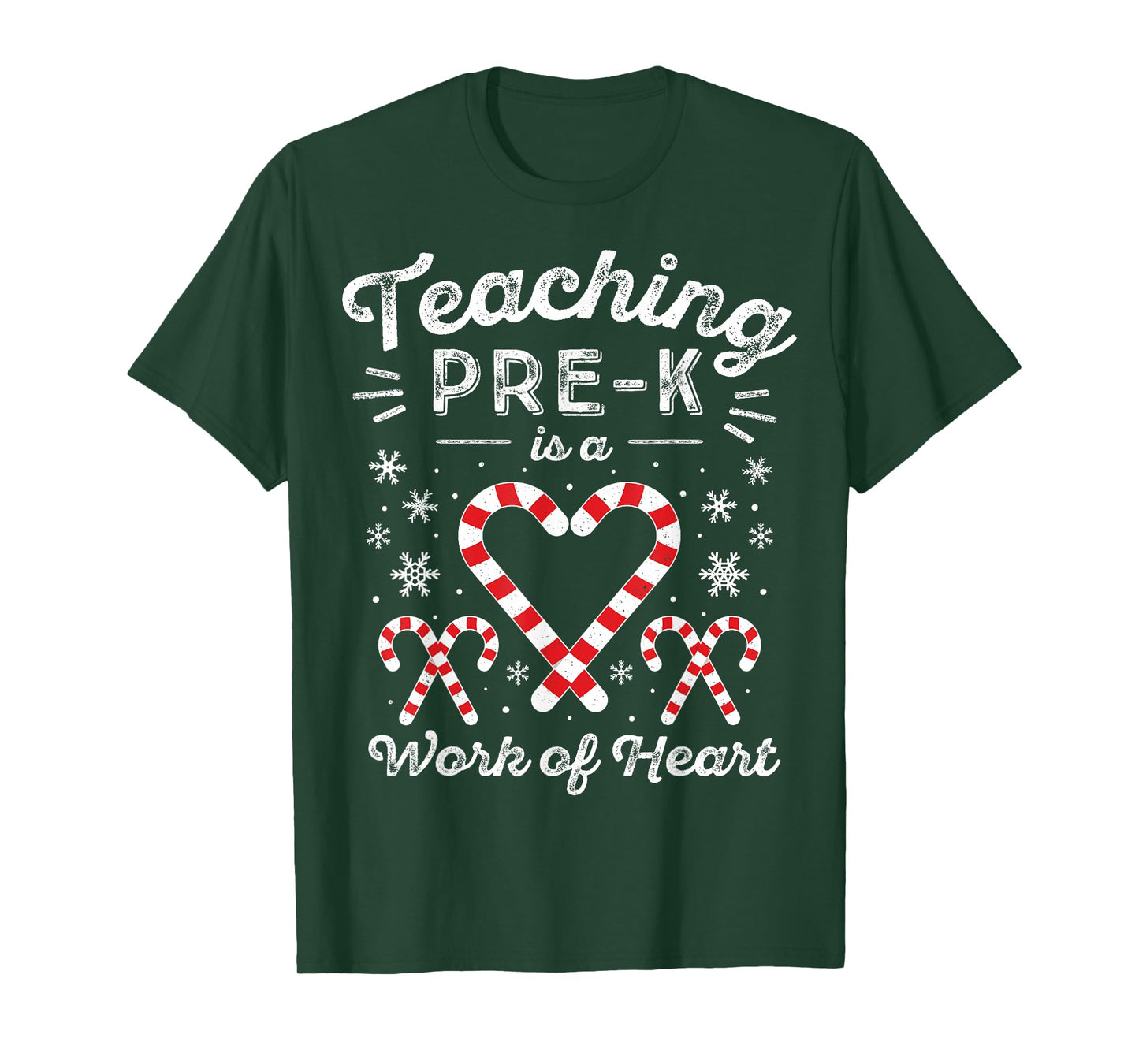 Christmas Candy Cane Work of Heart Preschool & Pre-K Teacher T-Shirt for Men Women Kids