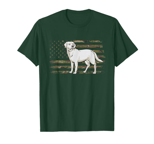 White Lab American Flag White Labrador Retriever T-Shirt