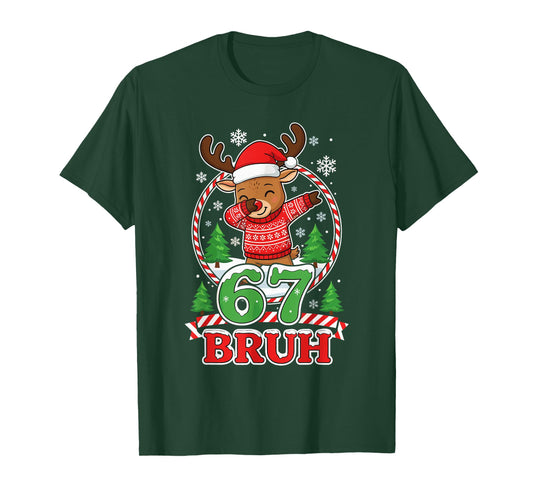67 Bruh Six Seven Meme Reindeer Christmas Kids Boys Girls T-Shirt