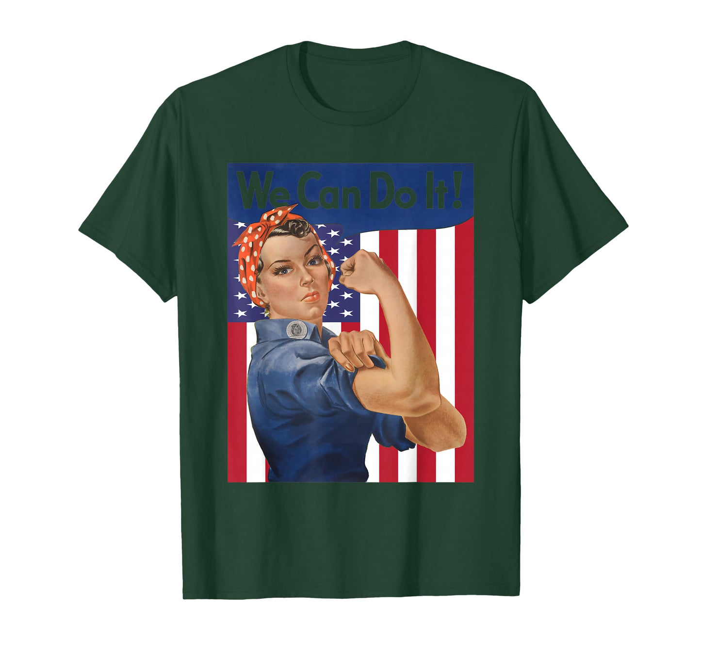 We Can Do It Rosie The Riveter Feminist USA Flag Rosey Rosy T-Shirt