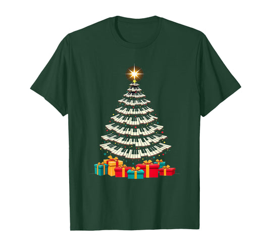 Christmas Tree Piano Keyboard Holiday Music Lover Design T-Shirt