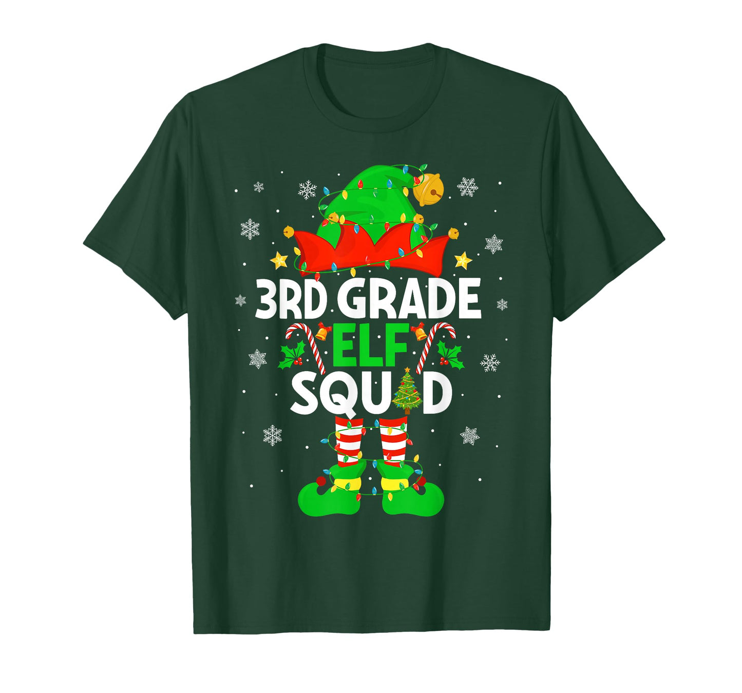3rd Grade Elf Squad Christmas Third Grade Christmas Teacher T-Shirt