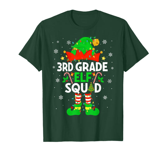 3rd Grade Elf Squad Christmas Third Grade Christmas Teacher T-Shirt