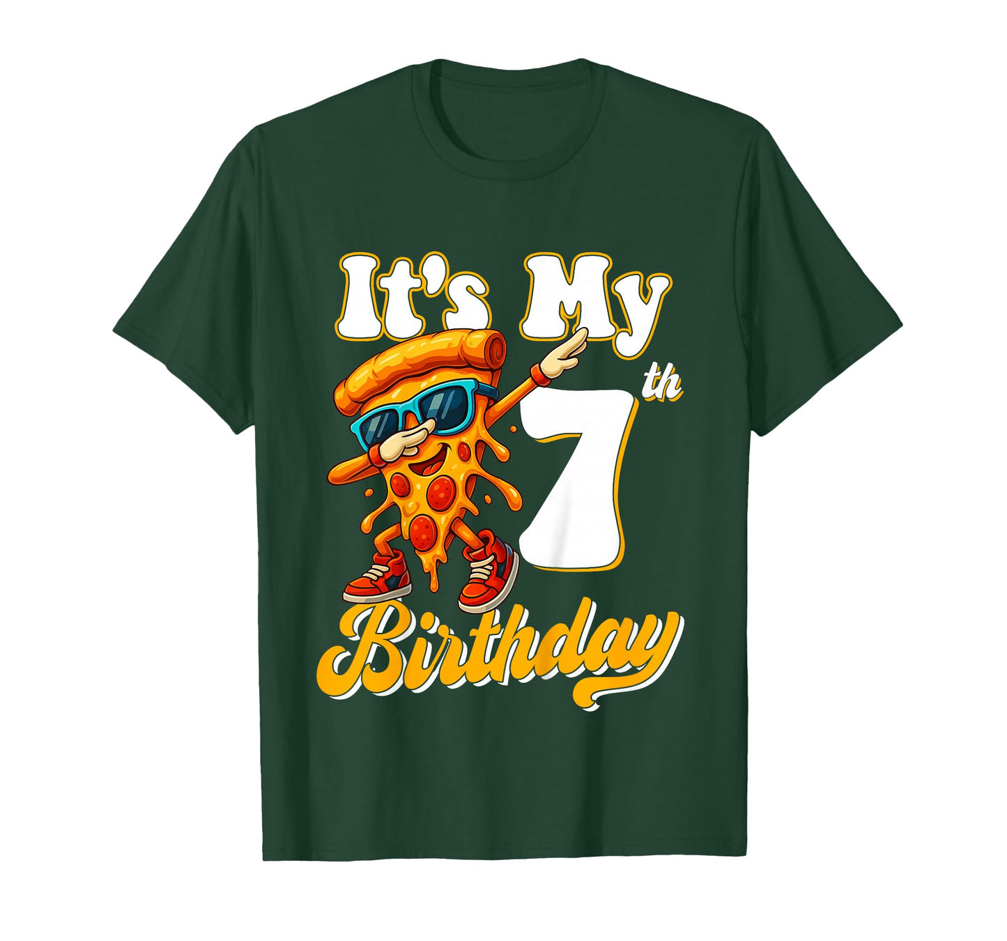 Its My 7th Birthday Dabbing Pizza Boy Girl 7 Years Old T-Shirt