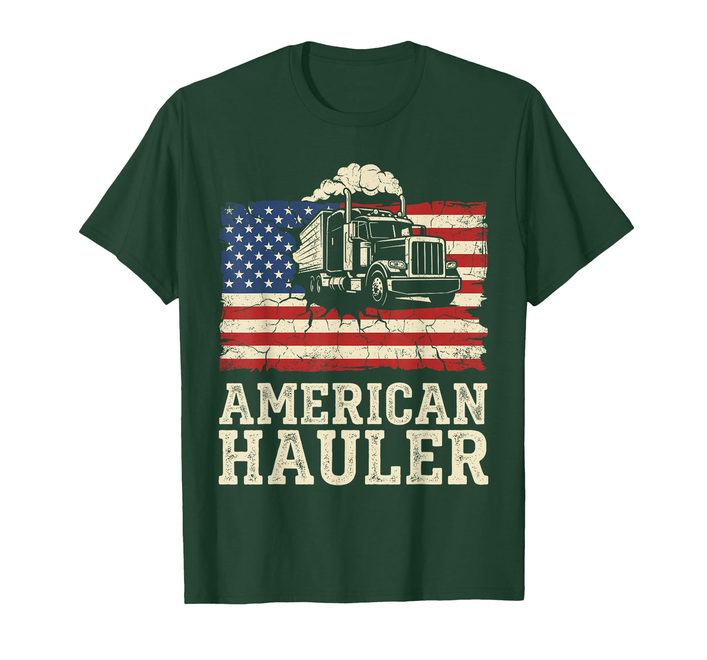 American Hauler Truck Driver Patriotic US Flag Trucker T-Shirt