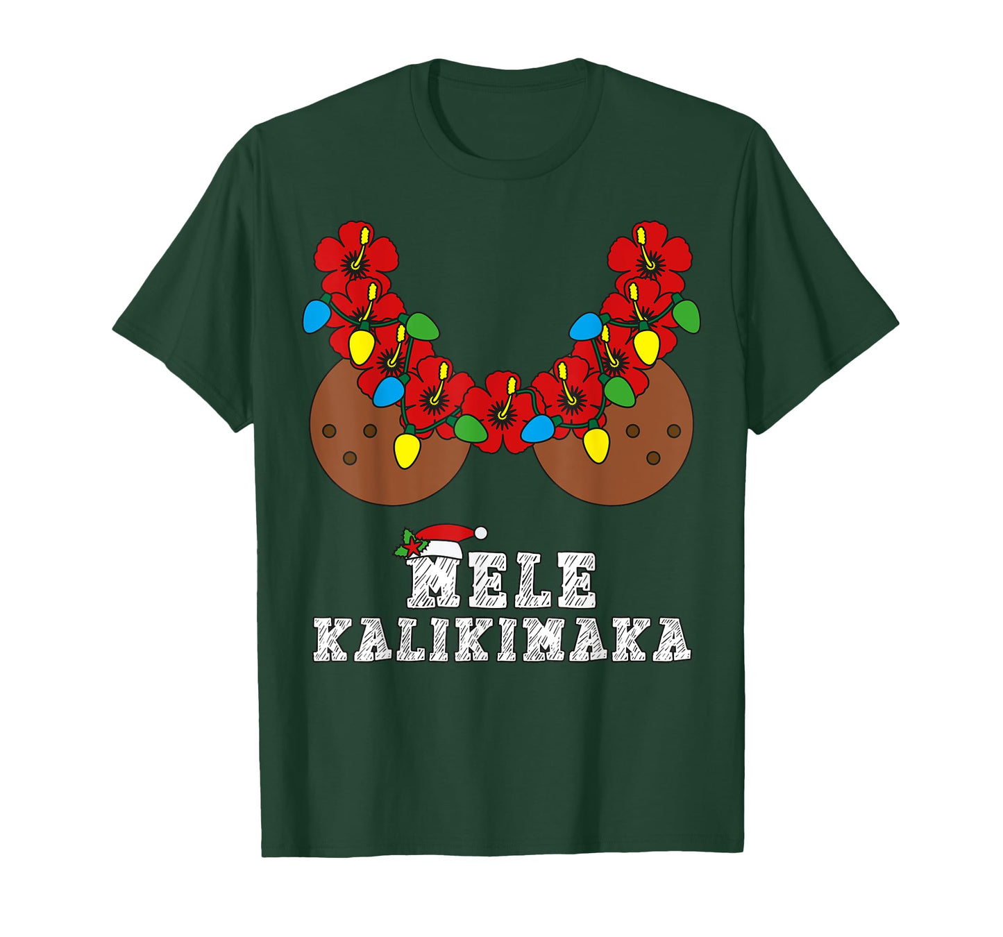 Christmas in July Mele Kalikimaka Coconut Bra Hawaiian Beach T-Shirt for Men Women