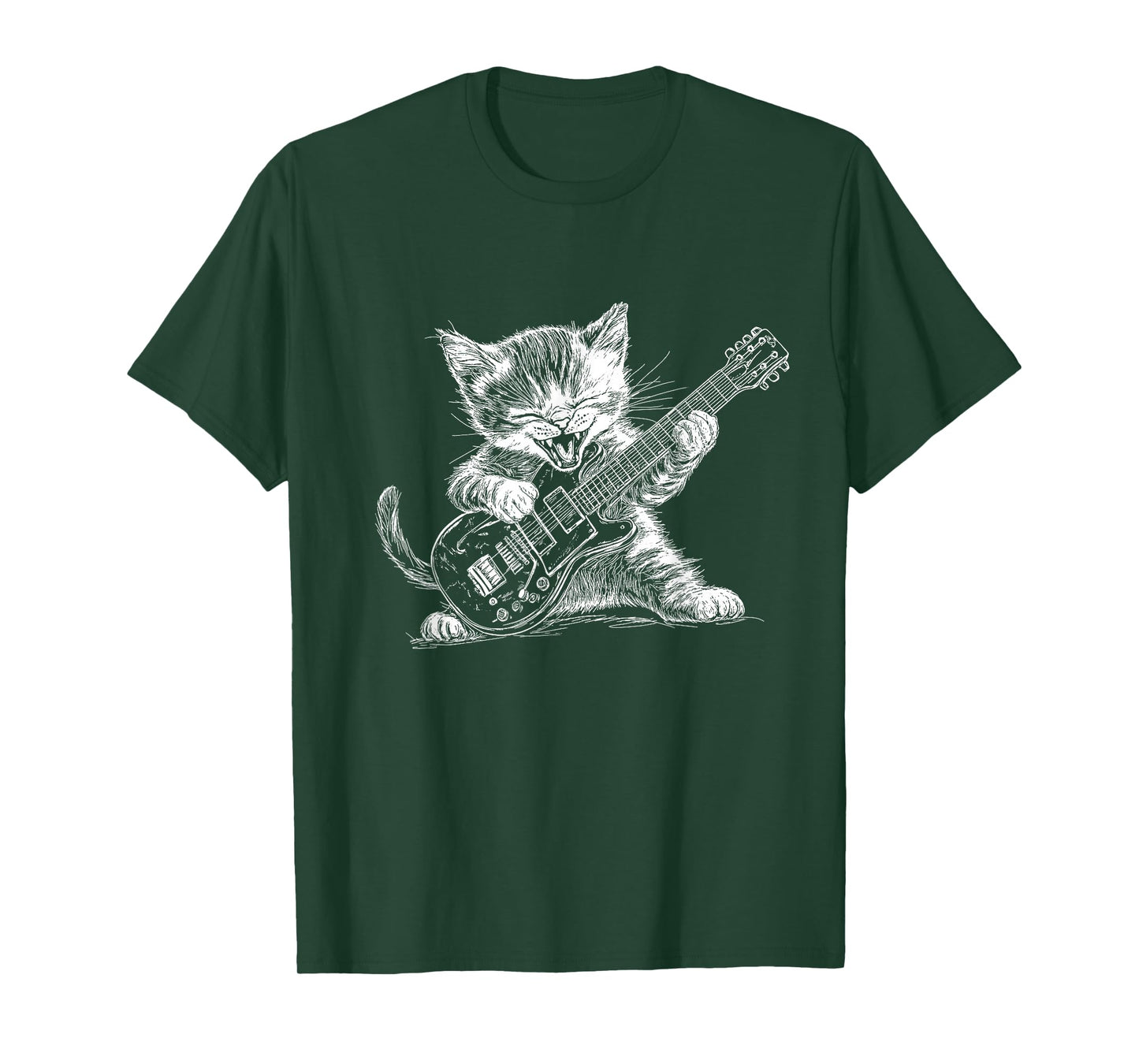 Funny Kitten Playing Guitar for Cat and Music Fans T-Shirt