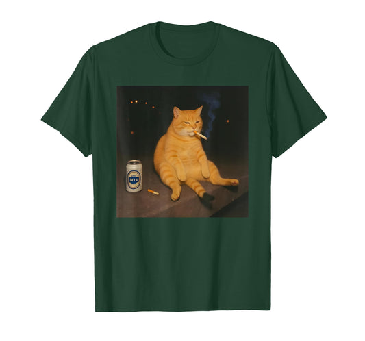 Cigarette Kitten Funny Smoking Cat Meme Stupid Brainrot T-Shirt