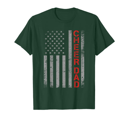 American Flag Cheer Dad Vintage Patriotic Father Cheerleader T-Shirt