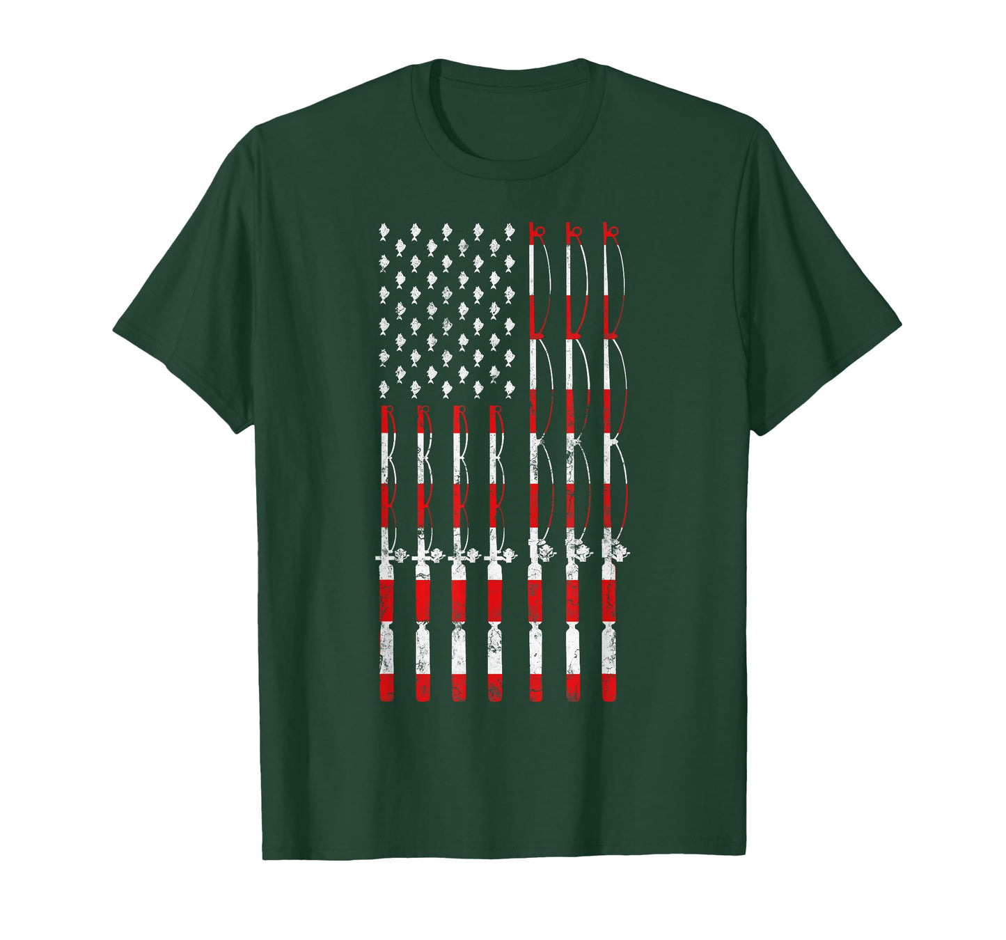 Fishing Pole American USA Flag Patriotic Fishing gift T-Shirt
