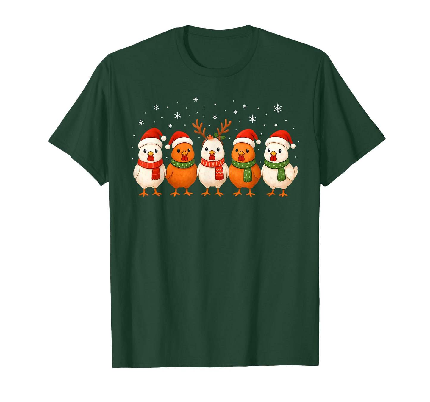 Christmas Lights Chicken Santa Kawaii Xmas Tree Holiday T-Shirt