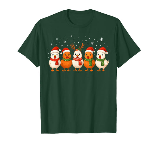 Christmas Lights Chicken Santa Kawaii Xmas Tree Holiday T-Shirt