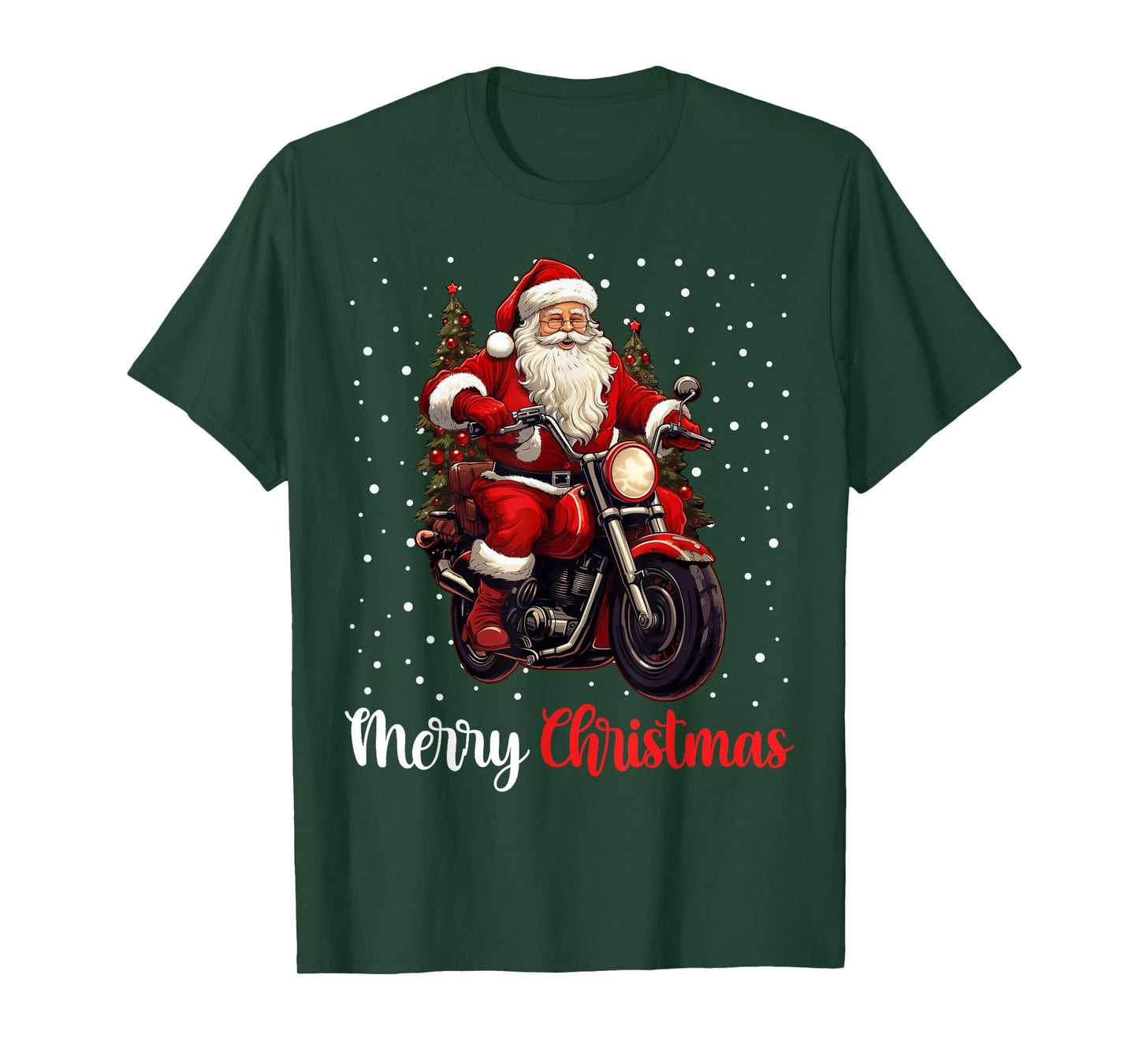 Merry Christmas Santa Riding Motorcycle Biker Xmas Party T-Shirt
