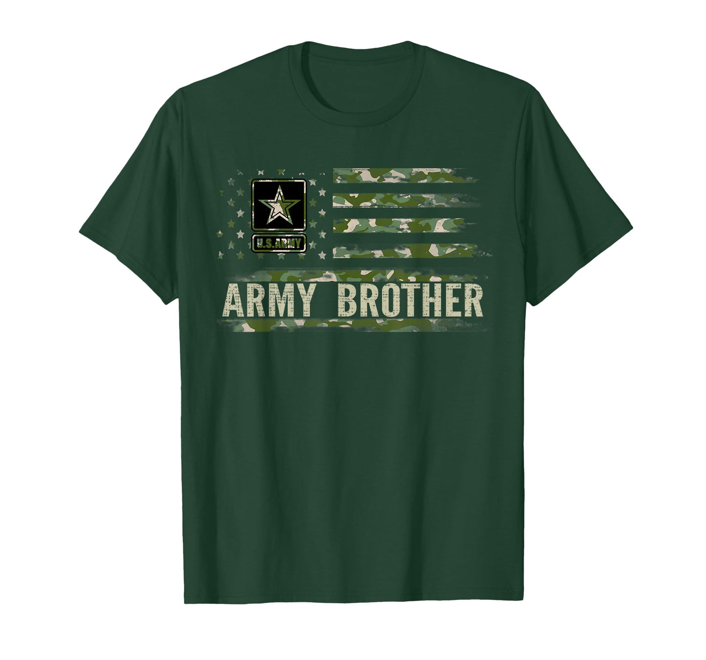 Vintage Army Brother With Camo American Flag Veteran Gift T-Shirt