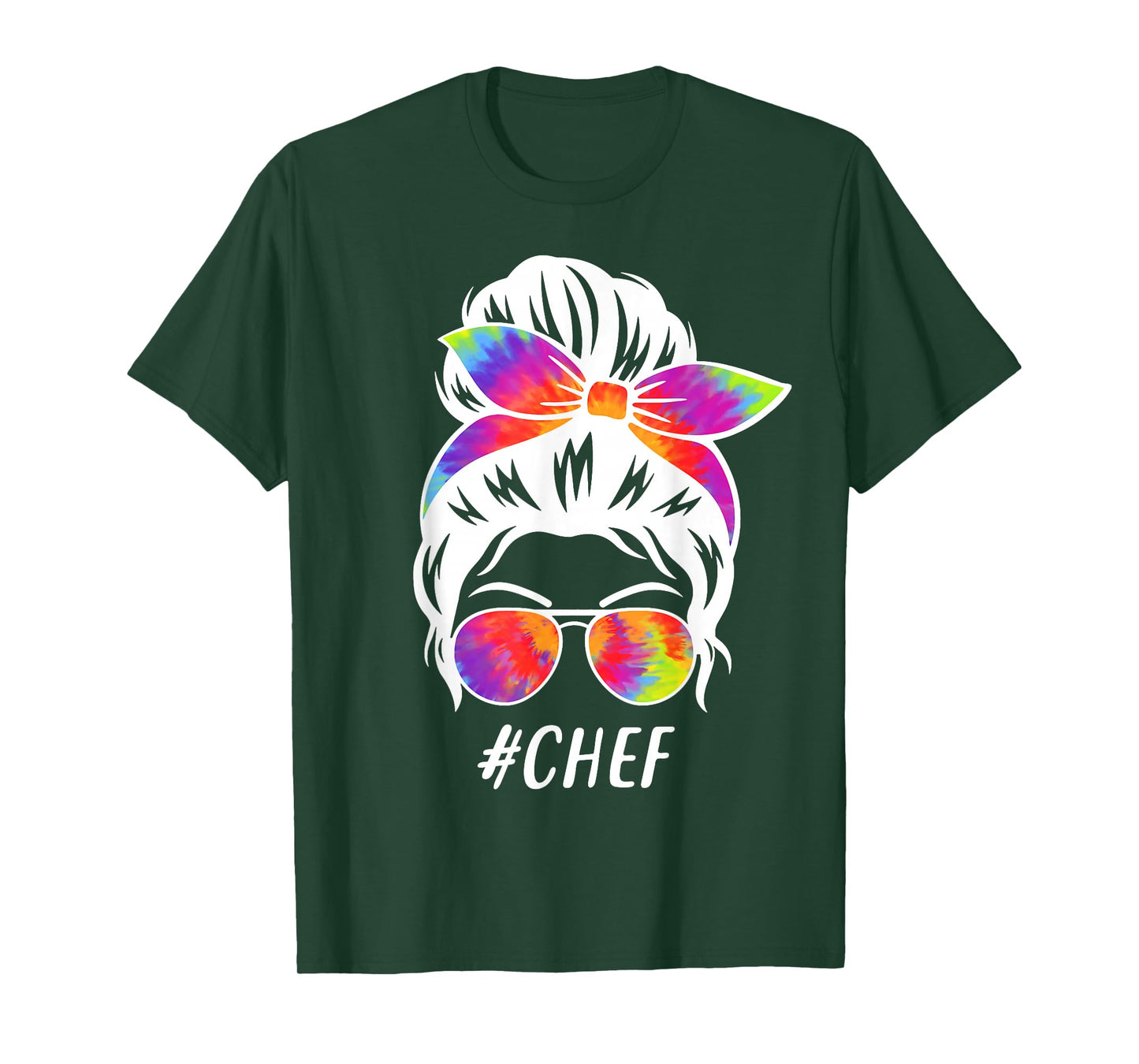 Chef Squad Tie Dye Messy Bun Girl Company Cooking Crew T-Shirt