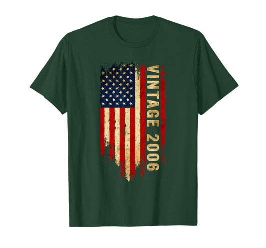 Vintage 2006 Made In 2006 American Flag 20th Birthday Gifts T-Shirt