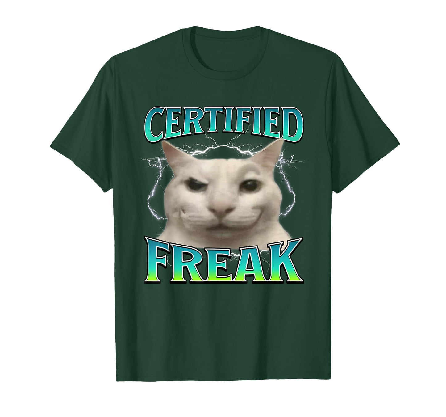 Certified Freak Funny Cat Meme Cursed Silly Staring Cat T-Shirt