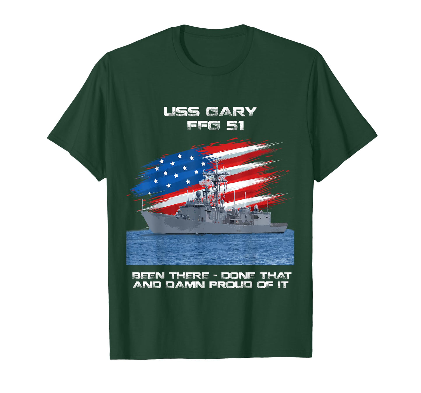 USS Gary FFG-51 Class Frigate American Flag Veteran T-Shirt