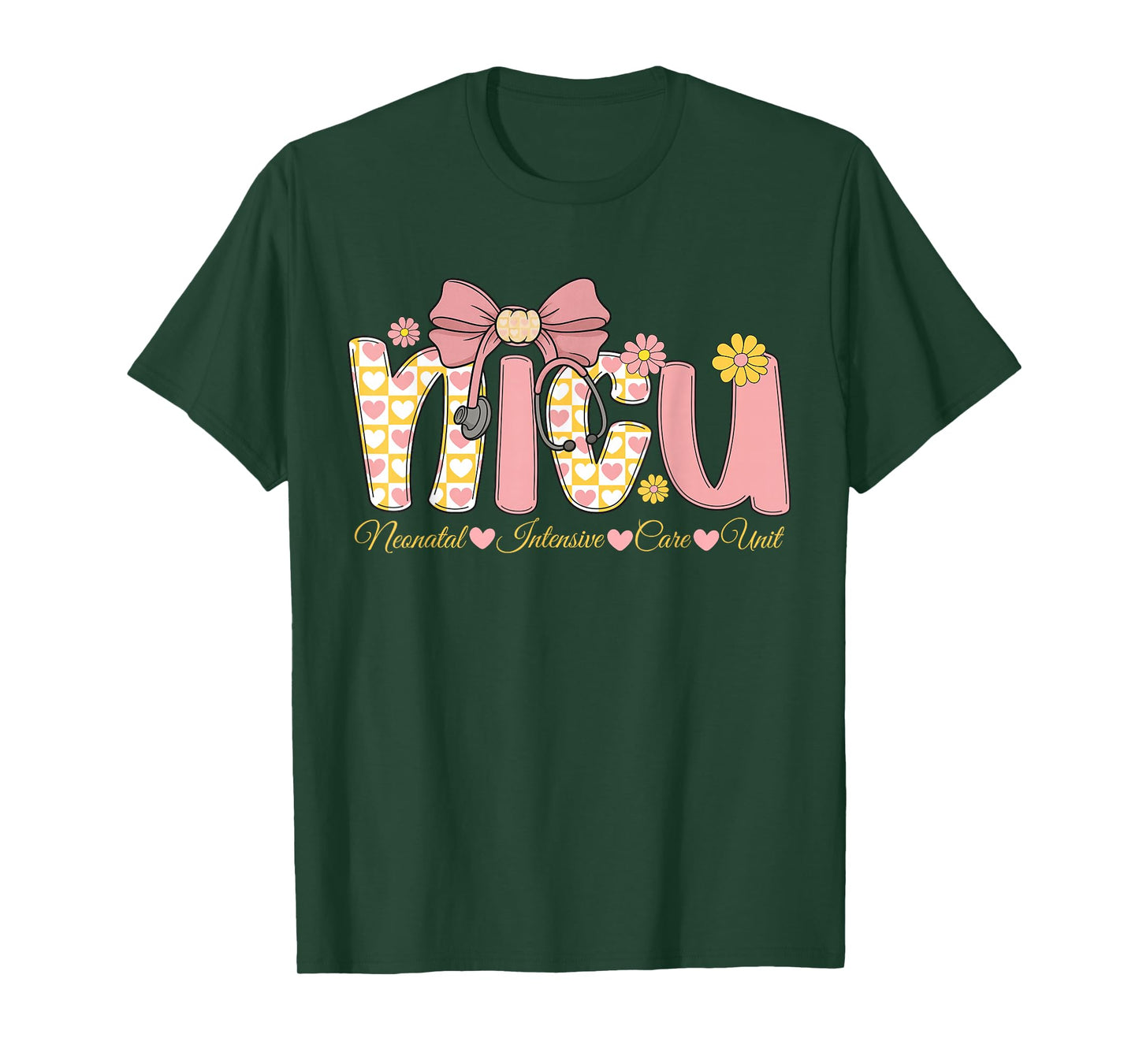 Coquette NICU Nurse Week Bow Heart Stethoscope Preppy T-Shirt
