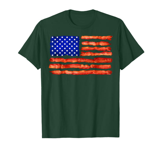 Cool USA Bacon Flag | Funny Foodie Patriot Meat Eater Gift T-Shirt