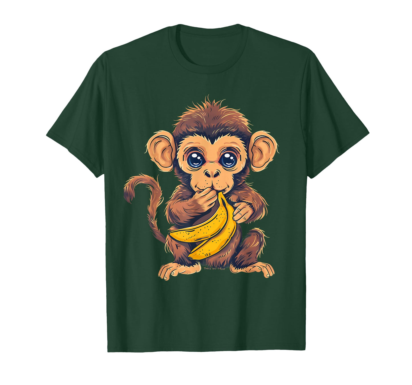 Banana Monkey Animal Art Drawing Cute Monkey Wildlife T-Shirt